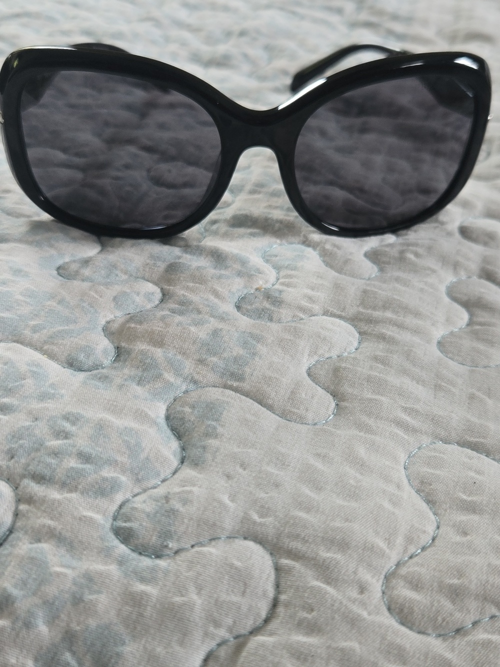 Prada Glossy Black Rounded Frame Sunglasses - Picture 8 of 9